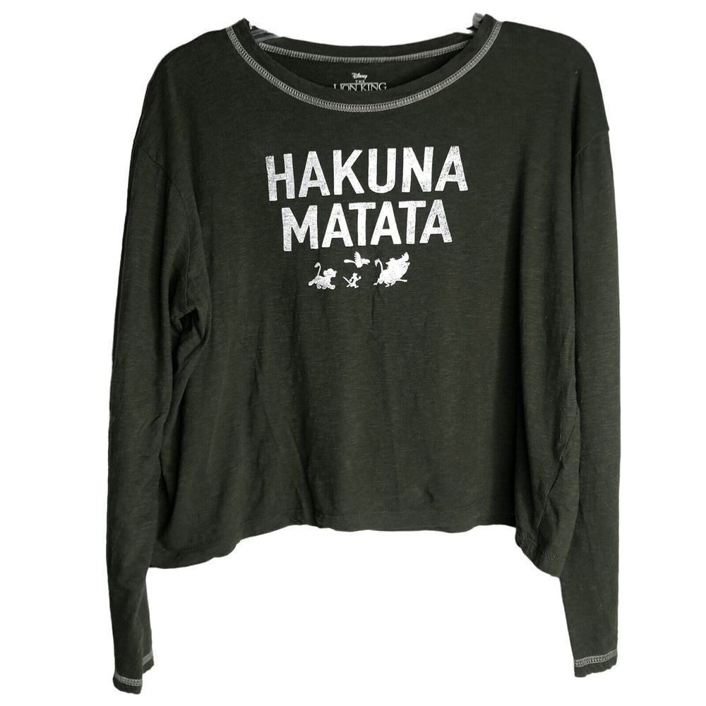 Disney The Lion King Hakuna Matata‎ Olive Green Long Sleeve Shirt XL
